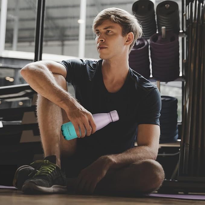 Insulated Water Bottle,12oz Stainless Steel Water Bottles with straw lid,Metal Sports Water Bottles for Boys,Girls,Double Wall Vacuum BPA-Free Flask for School, Sports & Travel (Sunset & Sea)