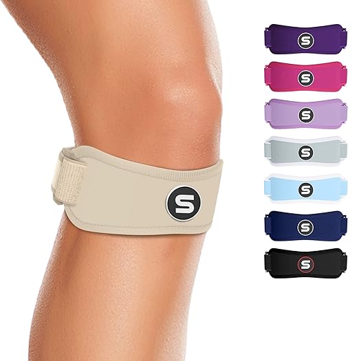 Sleeve Stars Swedish Brand Patellar Tendon Support Strap for Women & Men Effective Osgood Schlatter Knee Brace Youth & Kids Knee Brace with 3 Adjustable Length fits 12"-24" (Single/Beige/Adult)