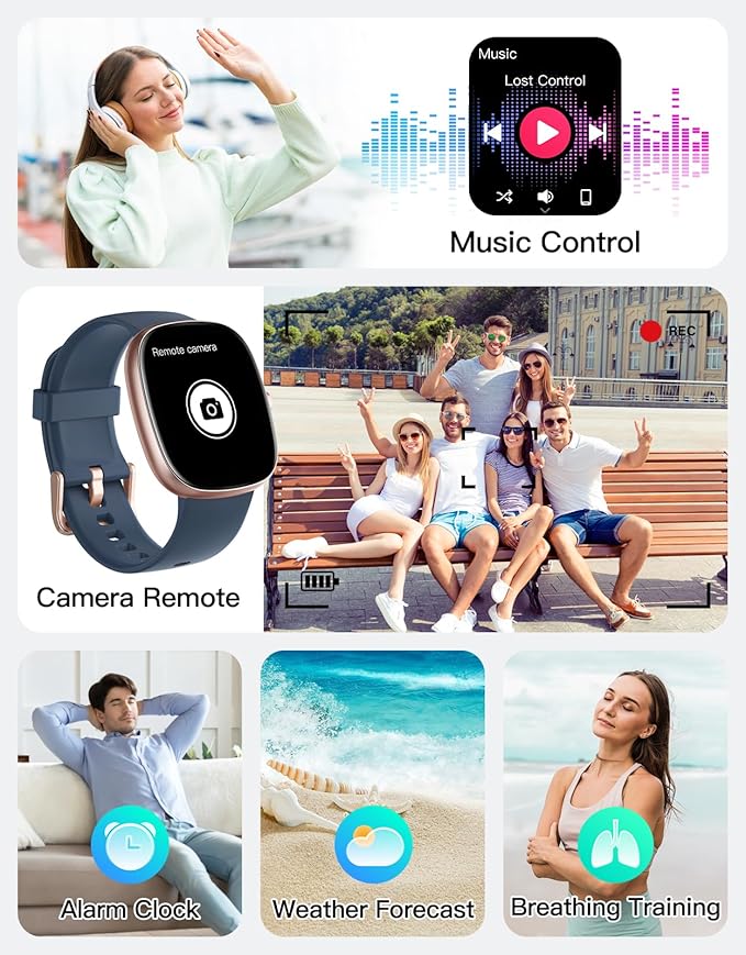 Fitness Tracker 2025 Ver. (Answer/Make Calls), 1.85" Smart Watch Fitness Watches for Women Men with 24/7 Heart Rate Blood Oxygen Monitor Sleep Tracker 100+ Sport Modes IP68 Waterproof (Blue)