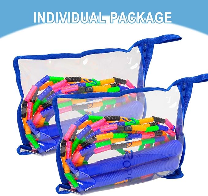 Coolrunner 16 FT Long Jump Rope(2 PACK), Double Dutch Jump Ropes, Soft Beaded Skipping for Kids Adults, Plastic Segmented Long Enough for 4-5 Jumpers