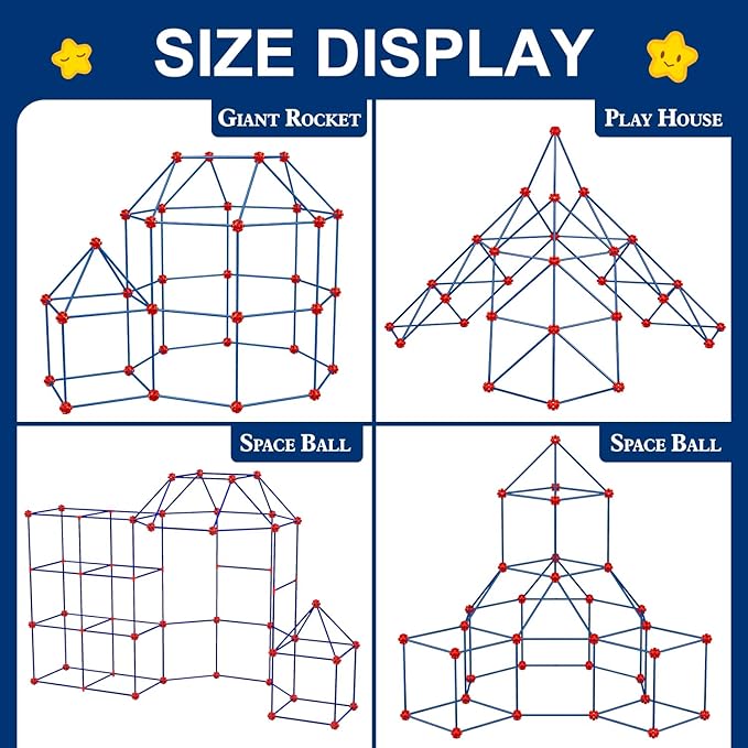 Fort Building Kit for Kids,STEM Construction Toys, Educational Gift for 4 5 6 7 8 9 10 11 12 Years Old Boys and Girls,Ultimate Creative Set for Indoor & Outdoors Activity,200 Pcs,Original