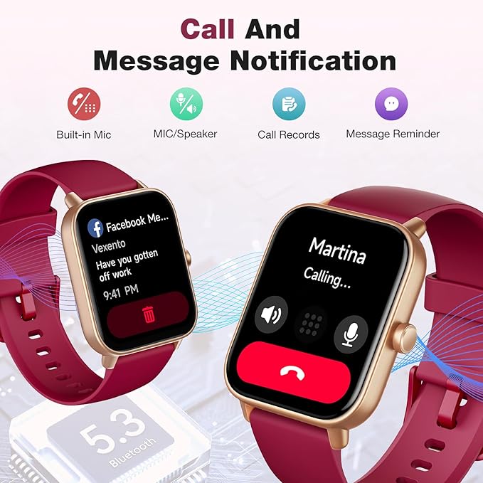 Fitpolo Smart Watch for Women,1.8” Touchscreen, Bluetooth Call, Alexa Built-in,24/7 Heart Rate SpO2 Monitor,Step Counting,Sleep Tracking, IP68 Waterproof Fitness Tracker Watch for Android iPhone