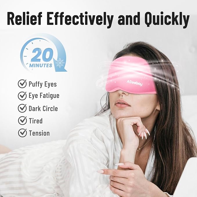 3D Gel Cooling Eye Mask, Weighted Eye mask for Sleeping, 3D Contoured Cup No Pressure Night Blindfold Sleep Mask, Ice Cold Pack Eyes Cold Compress for Puffy Eyes, Dark Circle, Pink (Pink)