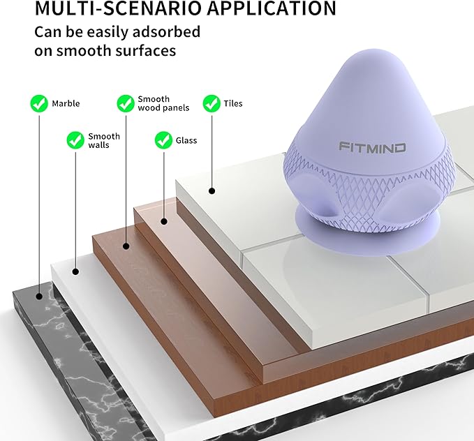 Mountable Self-Massage Ball Handfree with Suction Cup,Deep Tissue Back Sore Muscle Knot Massager,Myofascial Release,Manual Massage Balls, Foot Plantar Fasciitis, Back Stress Relief - Purple