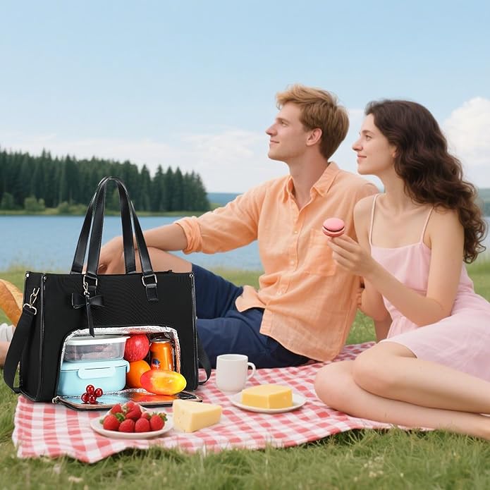 CAMTOP Lunch Tote Bag for Women,15.6 Inch Laptop Work Bag with Insulated Lunch Compartment,Water Resistant