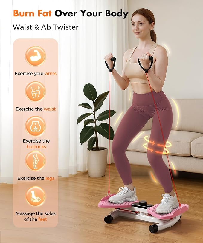 Waist Twister Machine Exercise Fitness Tool, Ab Twister Board with the Smart LED Digital Monitor, 300lbS Capacity & 20dB Ultra-Quiet, Anti-Slip Home Gym Workout Equipment for Women Belly Fat