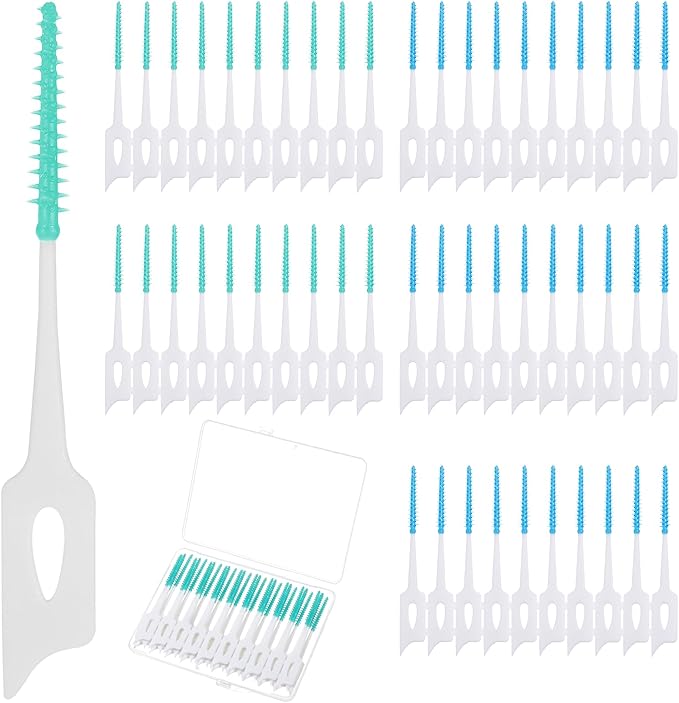 1440 Pieces Dual Purpose Toothpick, Dual-Use Interdental Brushes Soft Silicone Interdental Brushes Disposable Dental Picks Premium Dental Floss Picks 360° Bendable Braces Brush, with Carry Case