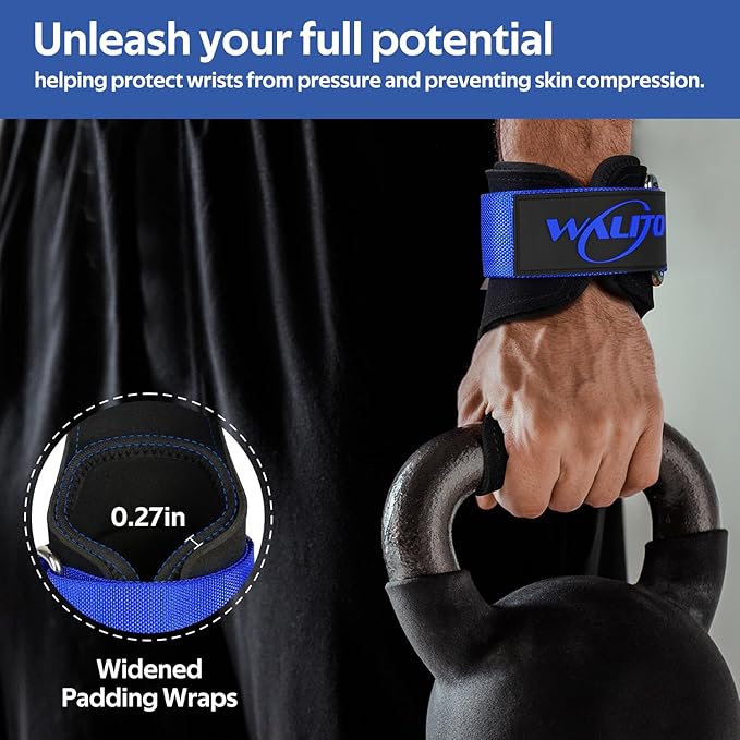 WALITO Weight Lifting Wrist Strap, Double Leather Weightlifting Wrist Straps for Gym Strength Training, Neoprene Padded Wrist Wraps - for Men & Women (Pair)