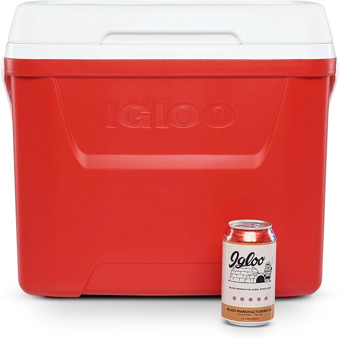 Igloos Cooler Hard-Sided Ice Chest, Insulated Portable Cooler, Heavy-Duty, Leak-Resistant Lid, Lightweight Ergonomic Handle