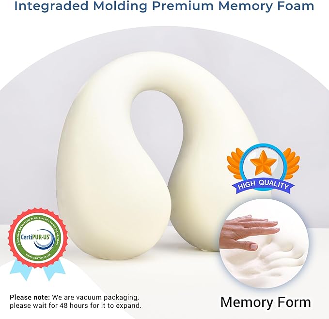 COOLBEBE Kids Travel Neck Pillow, Softly Double Support Travel Pillow for Car & Airplane, Traveling Gifts for Toddler & Children (1, Haze Blue)