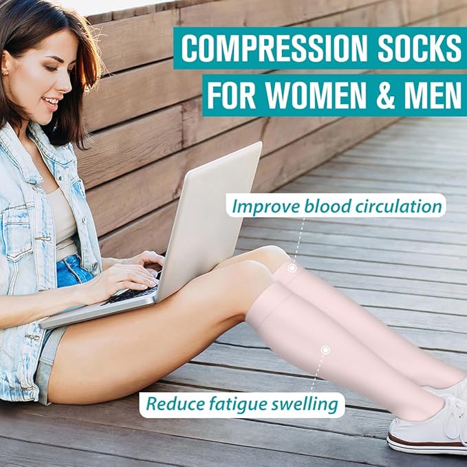 BLUEENJOY Copper Compression Socks for Women & Men (6 pairs) - Best Support for Nurses, Running, Hiking, Recovery