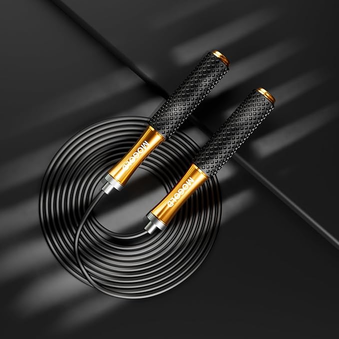 5mm PVC Jump Rope For Men Women - Dual Ball Bearing -Metal Handle Core Covered Rubber Grip- Adjustable 10ft long Skipping Rope - Good For Workout Fitness Weight loss