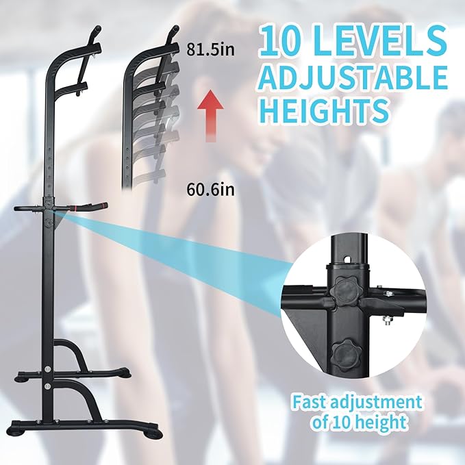 Adjustable Height Dip Bar Station, Heavy Duty Dip Station Push Up Bar for Home Gym,Multi-function Dip Station Pull Up Bar Full Body Strength Training Workout Fitness Equipment for Tricep Dips