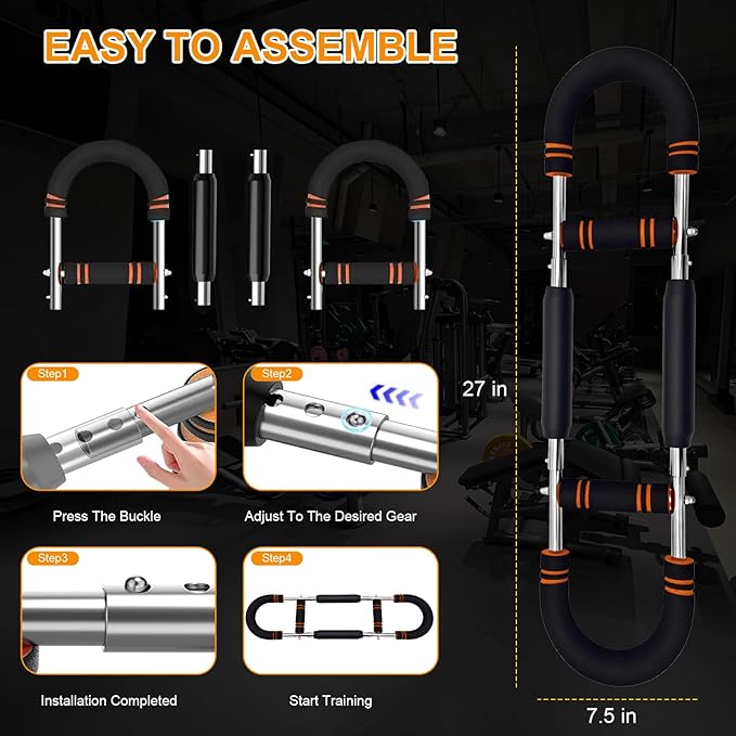 Twister Arm Trainer, Adjustable Chest Workout Equipment for Men & Women, Ergonomic Home Gym Strength Trainer, Muscle Builder & Strength Training with Anti-Slip Handles & Carry Bag for Arms, Chest