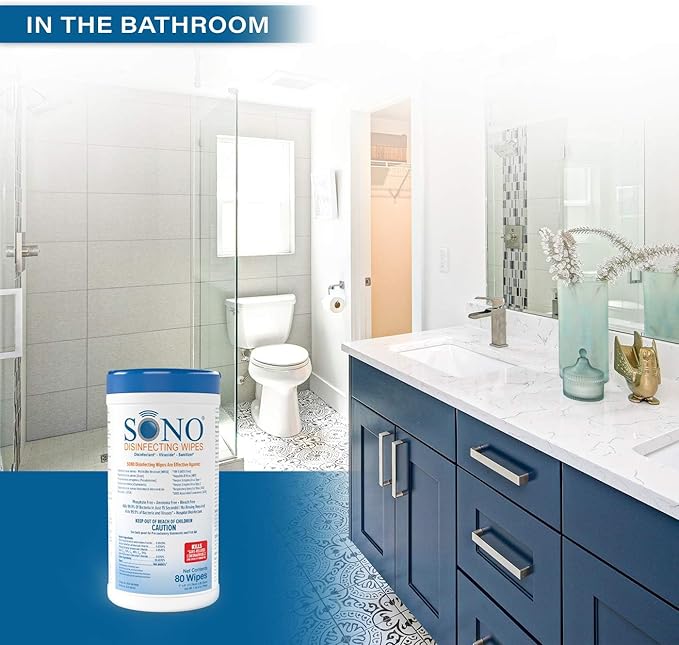 SONO Disinfecting Wipes - Alcohol-Free, No Bleach, Medical-Grade I Multi-Surface Cleaning for Home, School, Office, Hospital, Gym I Gentle on Electronic Devices I Everyday Use I 80 CT