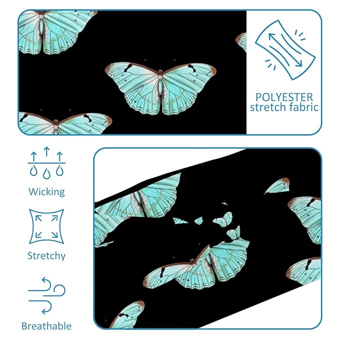 Wide Headbands for Women, Butterfly on Black Background Hairband for Women Non Slip Sports Head Bands for Women's Hair