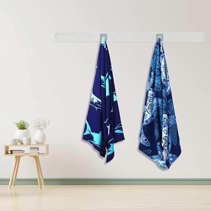 Genovega 2 Packs Oversized Beach Towel Set 36 x 72 in Large Big Pool Camping Swim Clearance Soft Towels Travel Essentials Accessories Must Haves Vacation Adult Necessities Gifts Seashells Clownfish