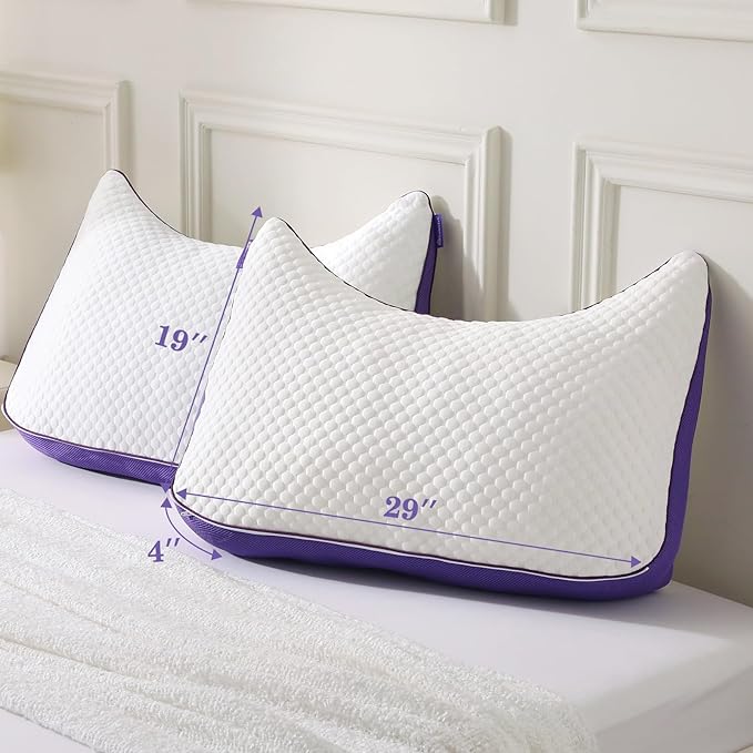 HOMELAB Adjustable Shredded Memory Foam Curve Pillow Queen Size 29"x19", Oversized Crescent Design for Side & Back Sleepers, Doubles as Backrest for Reading, Lounging & Relaxing, Cooling Cover, 1 Pack