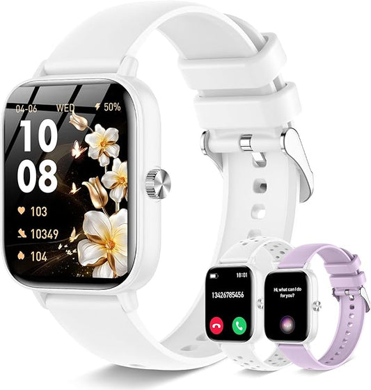 Smart Watch for Women Men (Answer/Make Call), Fitness Tracker, 1.83" HD Screen with 24-Hour Heart Rate/Sleep Monitor, IP68 Waterproof, 130+ Sports Modes, Smartwatch for Android iOS, White