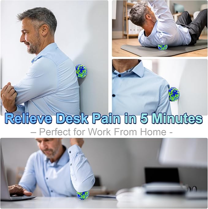 Deep Tissue Massage Ball for Exercise & Recovery - SGS Certification-Targets Back, Shoulder, Legs&Feet-Relieves Muscle Knots, Joint Pain&Tightness, Pressure Point Therapy- Myofascial Release Ball Set