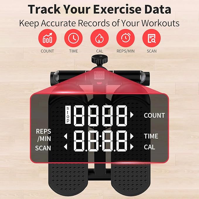 Total Body 2-in-1 Stepper Machine, Total Body Workout, Adjustable Hydraulic, Resistance Bands