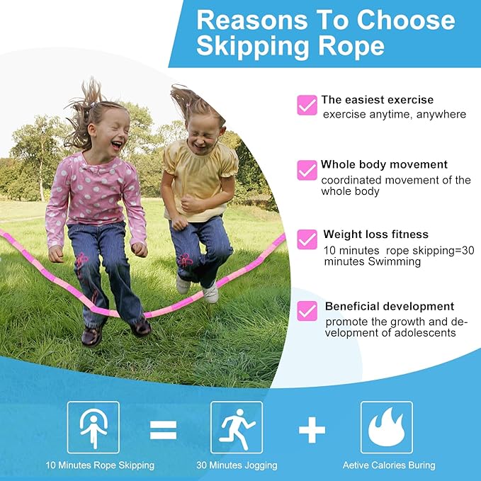 GRAWUN Jump Rope For Kids, Soft Beaded Jump Rope, Adjustable Length Tangle-Free Segmented Soft Beaded Skipping Rope，for Women, Men and Kids Keeping Fit, Workout and Weight Loss