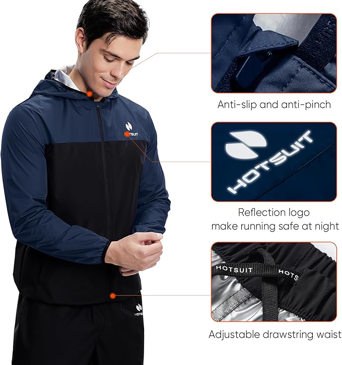 HOTSUIT Sauna Suit for Men Weight Loss Sweat Suits Gym Workout Exercise Sauna Jacket Pant Full Body
