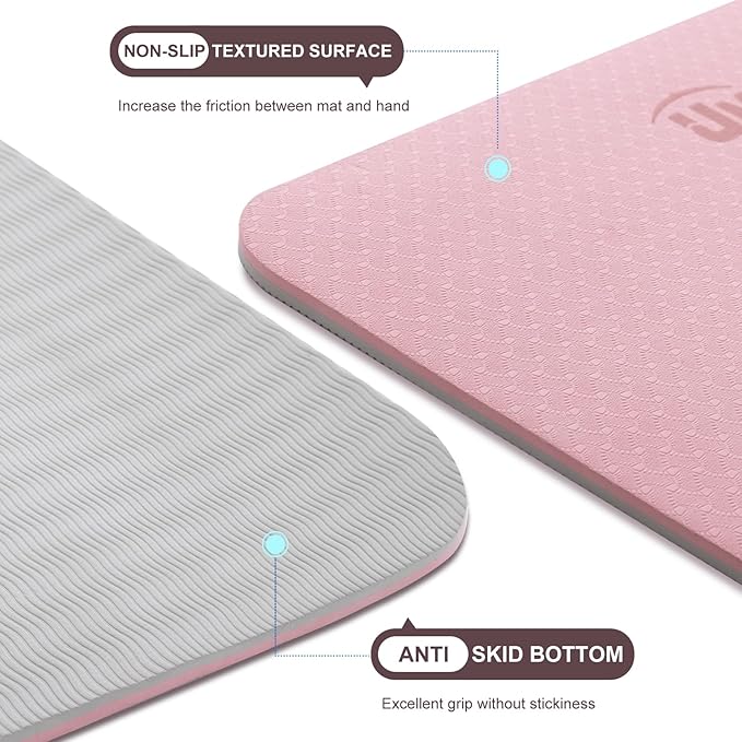 UMINEUX Yoga Mat Extra Thick 1/3'' & 2/5" Non Slip Yoga Mats for Women Eco Friendly TPE Fitness Exercise Mat with Carrying Sling & Storage Bag