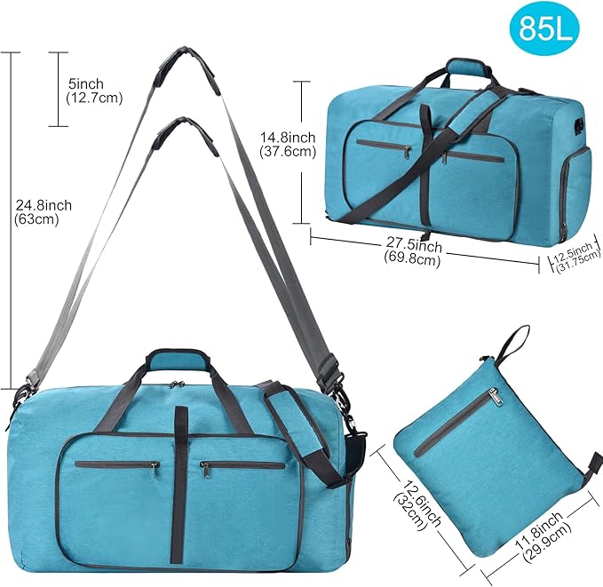 Felipe Varela Duffle Bag with Shoes Compartment and Adjustable Strap,Foldable Travel Duffel Bags for Men Women,Waterproof Duffel Bags