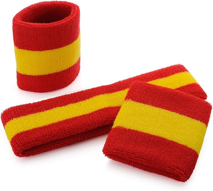 ONUPGO 6 Pieces Sweatbands Set - Sports Headbands Wristbands for Men & Women,Cotton Terry Cloth Sweatband for Tennis,Basketball,Gym,Working Out - Moisture Wicking Elasticity