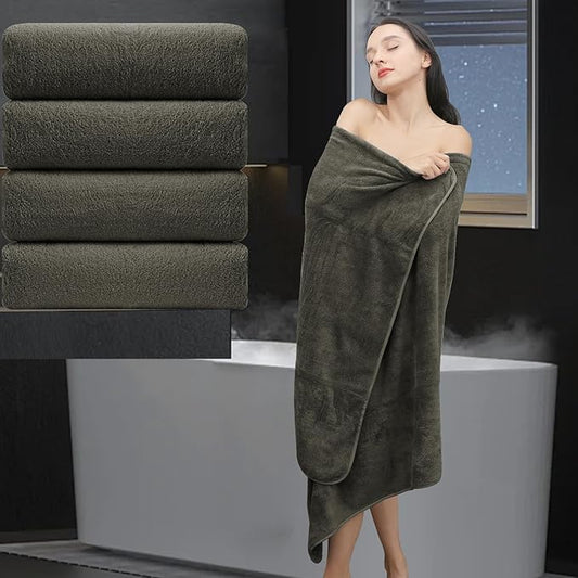 Extra Large Bath Sheet 4 Piece (35"x70")-Ultra Soft Oversized Bath Towel,Bath Sheet Towel Set for Bathroom Hotel,Highly Absorbent Quick Dry Shower Towel Set for Adults,Bathroom Towel-Brown