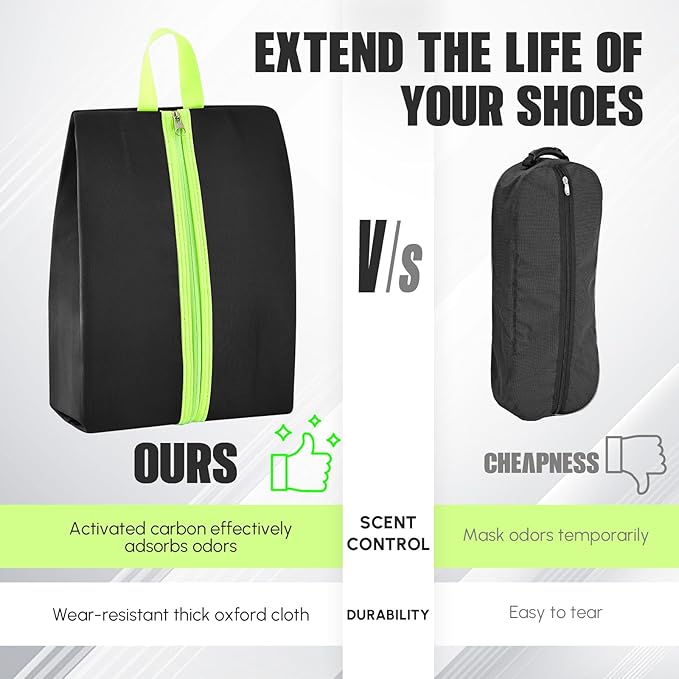 2 Pack Smell Proof Shoe Cleat Bag for Travel Water-Resistant Odor Absorbing Lightweight Golf Soccer Shoe Storage Organizer Shoe Pouch with Zipper for Gym Sports Travel Work