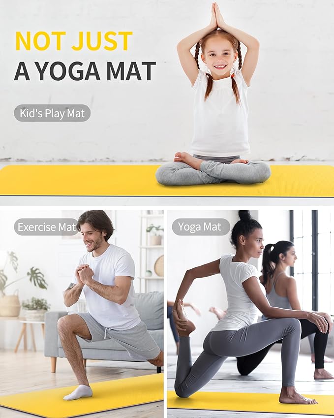 CAMBIVO Yoga Mat for Women Men Kids, 1/3 & 1/4 & 2/5 Inch Extra Thick Yoga Mat Non Slip, 72" x 24" TPE Yoga Mats, Workout Mat with Carrying Strap for Yoga, Pilates and Floor Exercises