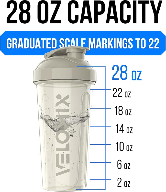 -6 PACK- Shaker Cups for Protein Shakes 28 oz - 6x Wire Whisk | Leak Proof Protein Shaker Bottle for Protein Shakes, Shaker Bottle Pack for Pre & Post Workout (Stealth Edition)