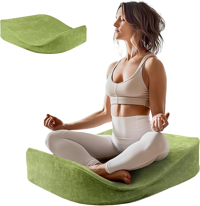 Meditation Cushion - Floor Pillow, Enlarge High Density Extremely Firm, Large Big Foam Floor Cushion Seating for Adults - Premium Yoga Pillows for Adults Gifts for Women, Men Green