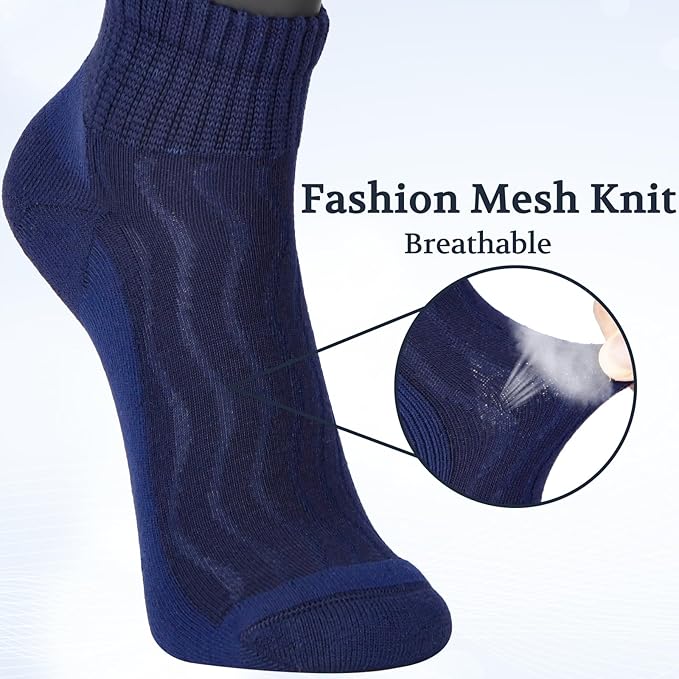 +MD Diabetic Socks for Men Women 6 Pairs,Non-Binding Top Extra Wide Ankle/Crew Socks, for Edema Circulator 9-11 10-13 13-15