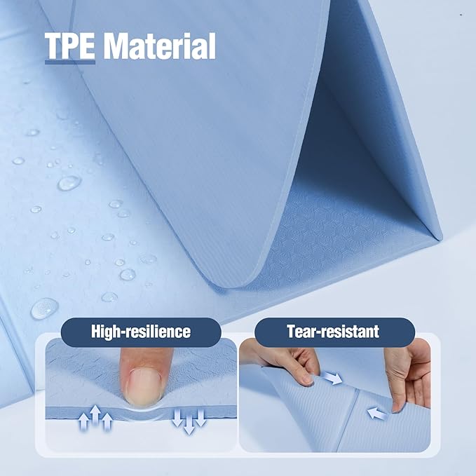 REDCAMP Foldable 72"x24"x0.24" Yoga Mat, TPE Non Slip Yoga Mats with Storage Bag