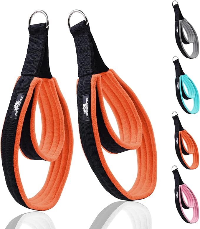1 Pair Enhanced Pilates Double Loop Straps for Reformer, Thickened D-Ring Handle Straps, Yoga Exercise Accessories in 2 Lengths and Multicolor for Home Gym Workout