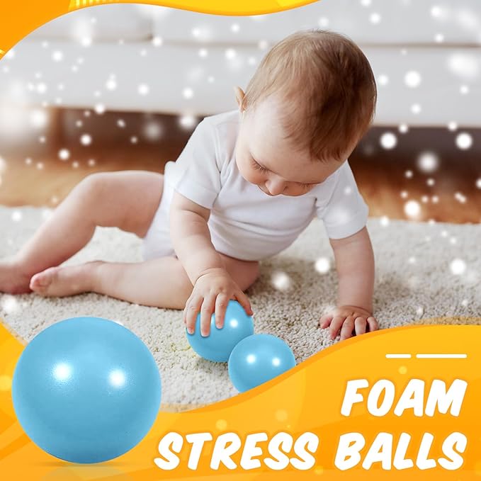 12 Pcs Light Blue Foam Stress Ball Squeeze Stress Relief Balls for Kids and Adults Hand Exercise Sensory Relief Toys for Anxiety ADHD Autism （Light Blue）