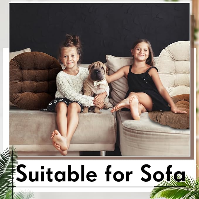 Jerify Floor Pillow Cushions 22 x 22 Inch Round Square Large Meditation Floor Pillow for Classroom Adult Meditation Picnic Party Cushion for Seating Gift Christmas(Round,Brown,4 Pcs)