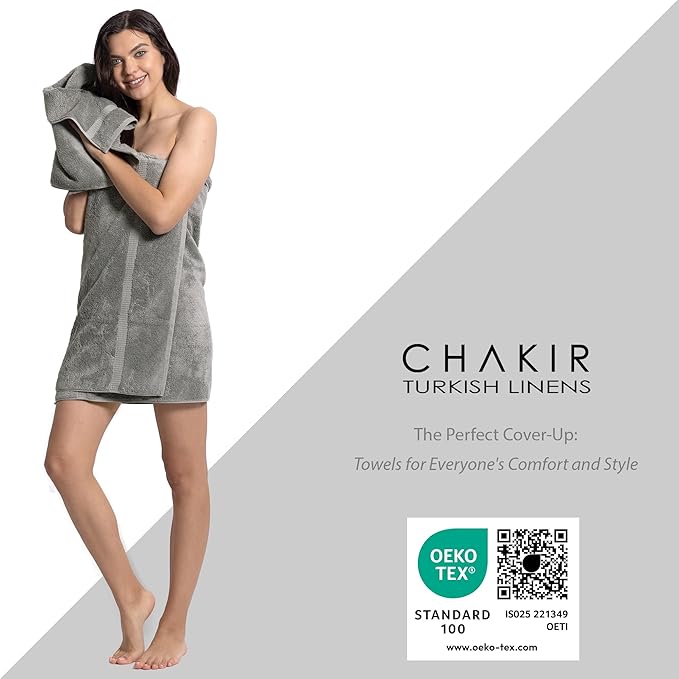 Chakir Turkish Linens | Hotel & Spa Quality 100% Cotton Premium Turkish Towels | Soft & Absorbent (4-Piece Washcloths, Gray)