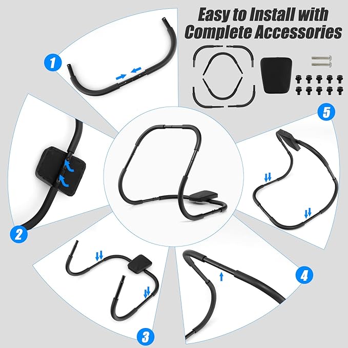 GYMAX Ab Cruncher, Abdominal Trainer Sit up Assistant Roller with Padded Headrest, Fitness Exercise Training Machine for Core Muscle, Home Gym Portable Ab Mat Trainer (Black)