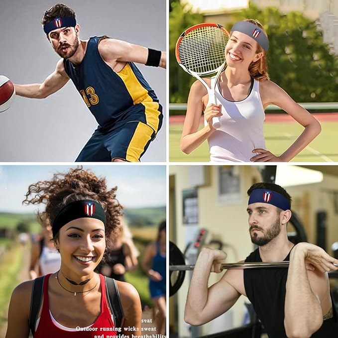 Headbands for Men 3 Pack Sport Sweat Bands Headbands Men Skull Finger Workout Sweatbands for Mens Women Head Bands Cooling Running Men's Hairband Headband