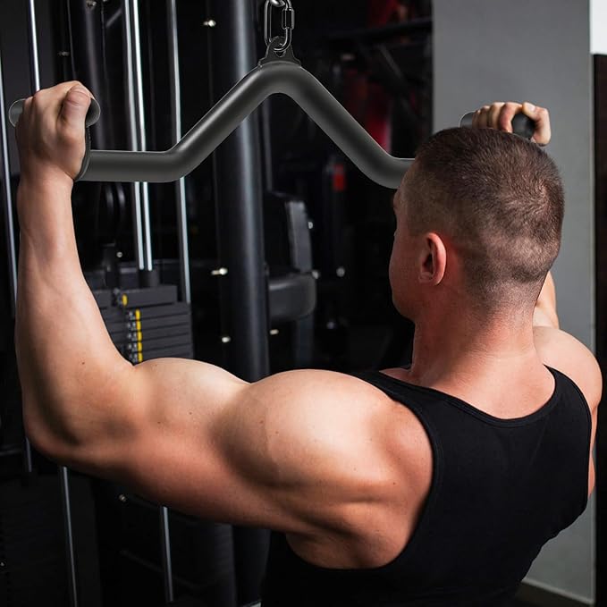 Kipika LAT Pull Down Bars Cable Machine Attachment, Rowing T-bar V-bar Set, Back Strength Training Handle Grips for Cable Machine Rowing Machine, 12" 20" 24" 28" 32" Five Sizes