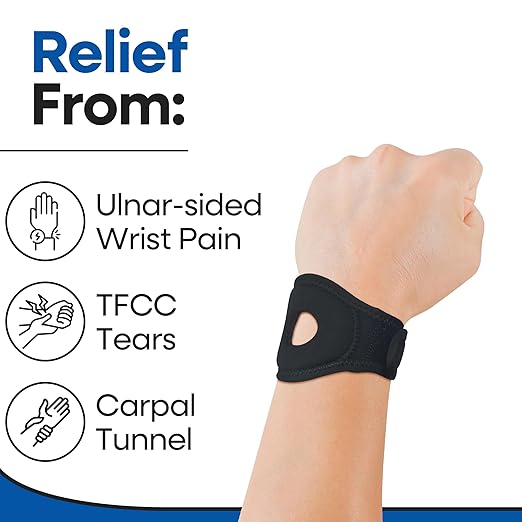 Wrist Wrap Compression Wrist Brace For TFCC Tears | Carpal Tunnel Pain & Tendonitis Relief | Padded Hole For Ulnar | Wrist Support For Working Out | Wrist Wraps for Men Women | Fits Both Wrists