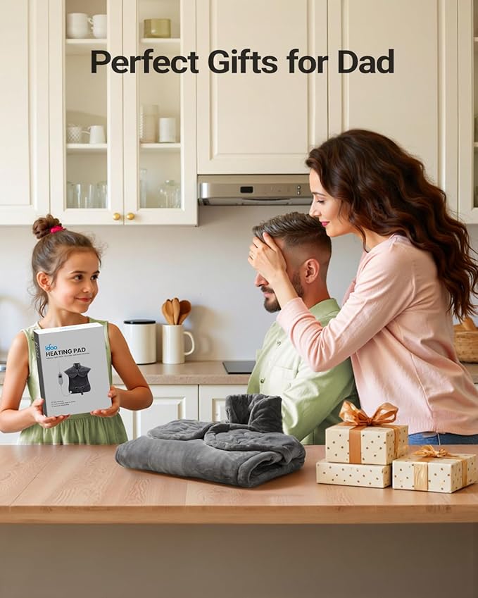 iDOO Heating Pad for Back Pain Relief, Large Weighted Electric Heat Pad for Neck Shoulders, Christmas Birthday Gifts for Women Men Elderly, FSA Eligible Items only List, 24"x33", ETL Certified, Gray