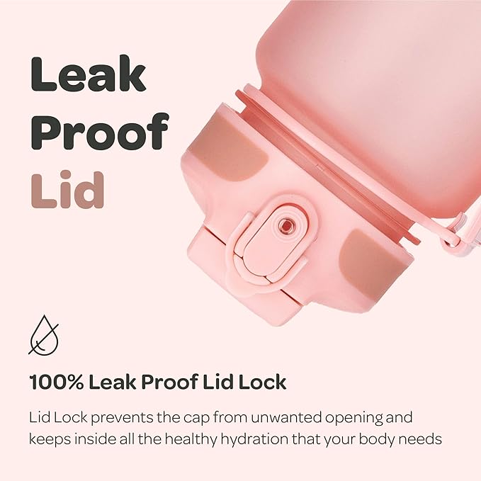 Hydracy Water Bottle with Time Marker -Large BPA Free Water Bottle & No Sweat Sleeve -Leak Proof Gym Bottle with Fruit Infuser Strainer & Times to Drink -Ideal for Fitness Sports & Outdoors