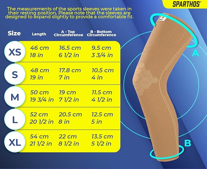 Sparthos Leg Compression Sleeves - Aid in Recovery and Support Active Lifestyle - Innovative Breathable Elastic Blend - Anti Slip, Day & Night Wear