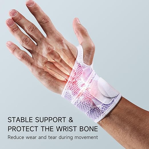 Sport Slim Wrist Wrap - Wrist Brace for Carpal Tunnel Relief, Neoprene-Free Compression Wrist Support for Workout, Adjustable Wrist Guards Fit Right Left Hand(Violet, 2 Pack)