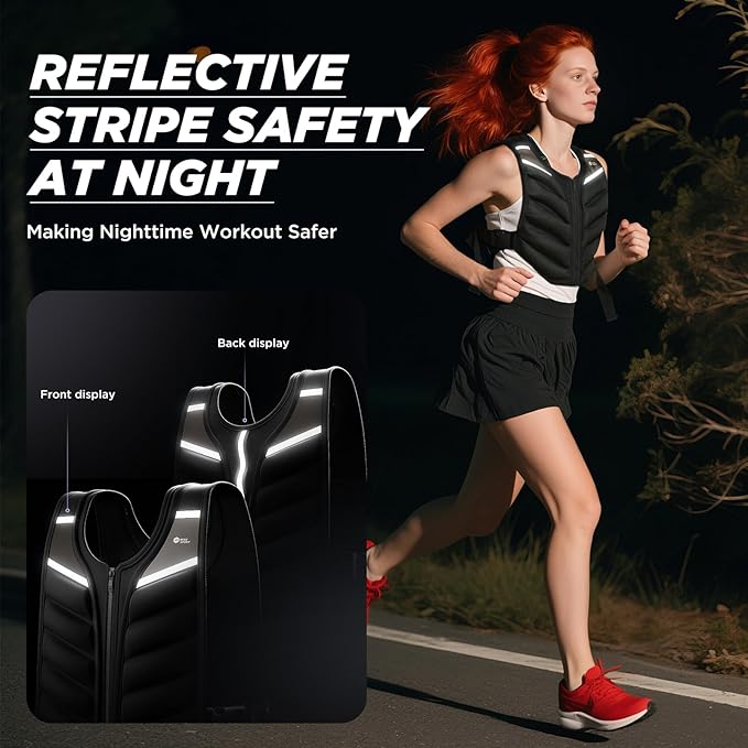 Weighted Vest for Women Men,10lb/15lb/20lb Weight Training Vest for Workout,Rucking Vest with Reflective Stripe,Body Weight Vests for Strength Training,Running,Walking,Weightlifting